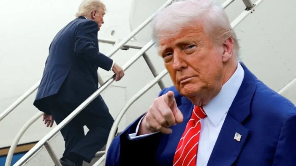 Donald Trump uçağa binerken tökezledi 